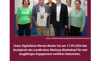 Digitallotse und langjährig engagierter Werner Becker erhält den Sozialpreis des Landkreis Marburg-Biedenkopf